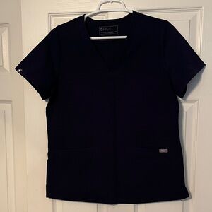 Figs Women's Navy V-Neck Short Sleeve Top